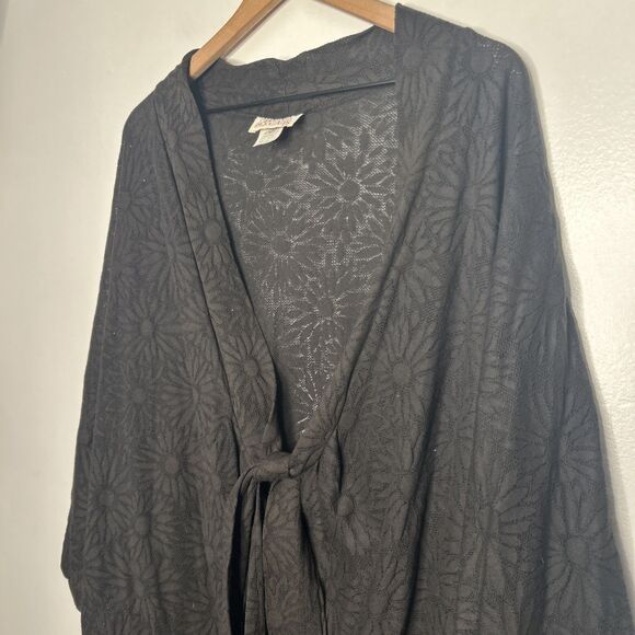 NWT Sand Dollars Cover Up Dress Plus 3X Black Tie Front Cruise Wear Open Weave - Picture 4 of 9